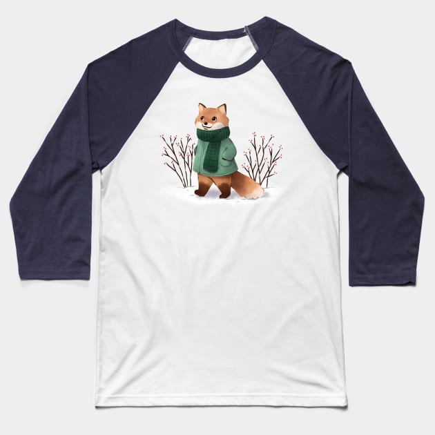 Winter Fox Baseball T-Shirt by Melissa Jan